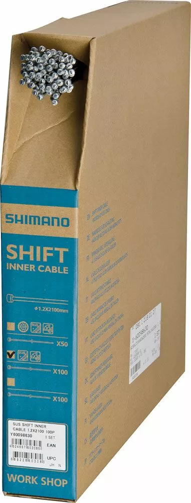 Shimano Cable De Desplazamiento De Acero Inoxidable SUS 1,2mm X 2100mm (caja De 100) Cables De Cambio | Bike-Discount 3 Shimano Cable De Desplazamiento De Acero Inoxidable SUS 1,2mm X 2100mm (caja De 100) Cables De Cambio | Bike-Discount